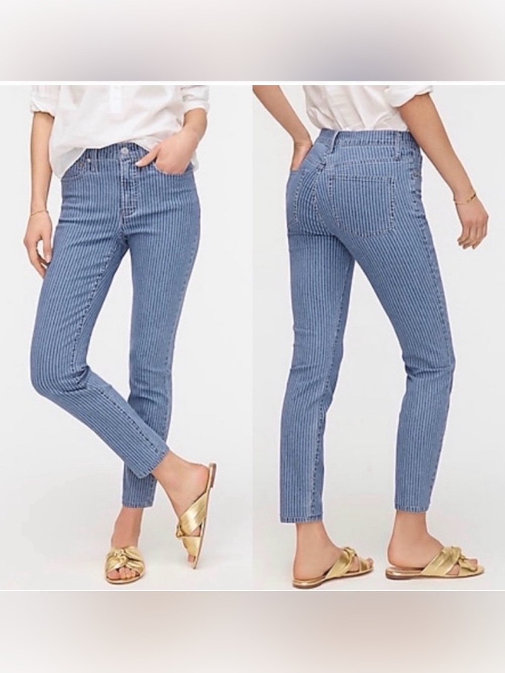 J Crew 9" High-Rise Toothpick Denim Jean Stripe 29